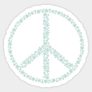 Floral Peace Sign - Pastel Teal Green Sticker